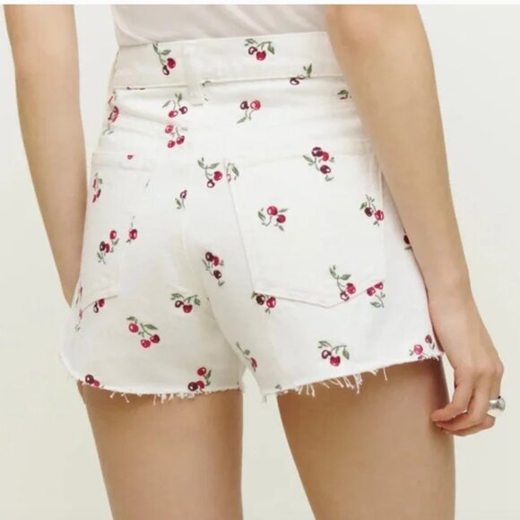 Reformation Cherries Embroidered High Rise Jean Shorts, 25, BNWT - Picture 2 of 4